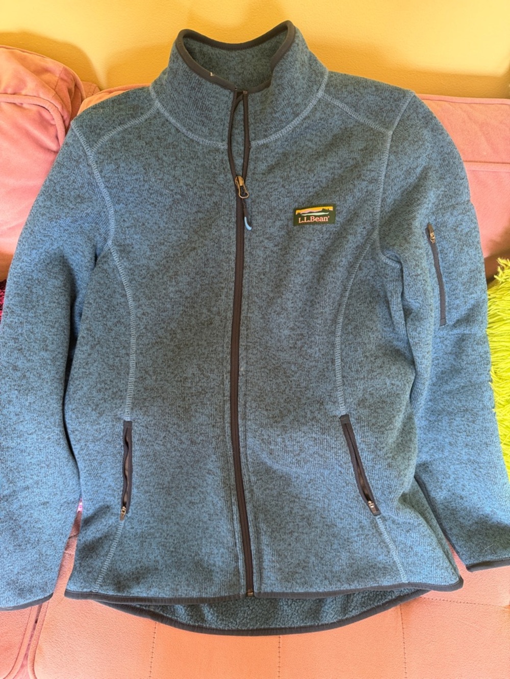 L.L. Bean Heathered Slate Blue Full Zip Fleece Jacket